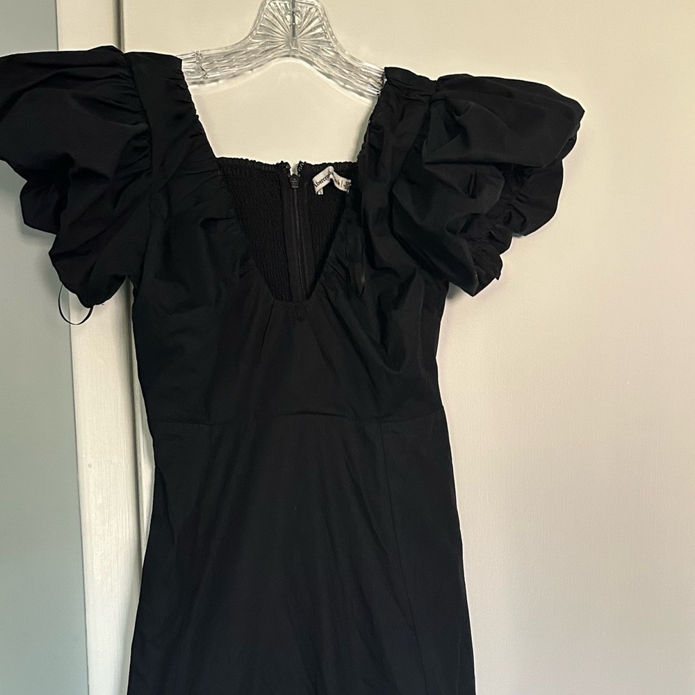 Abercrombie & Fitch Black A-Line Puff Sleeve Maxi Dress